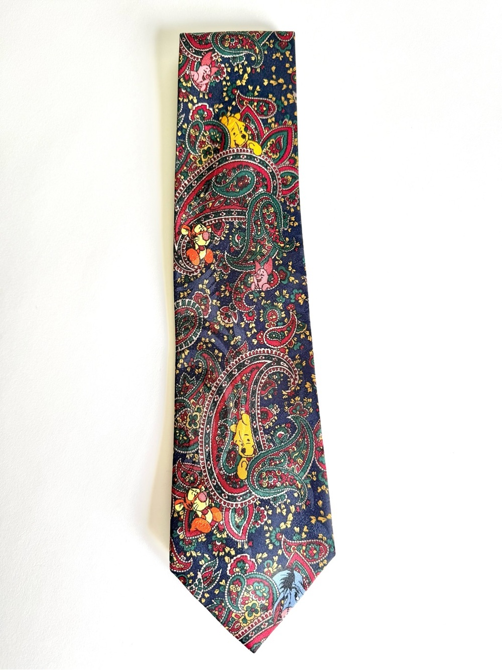 Walt Disney Winnie The Pooh & Friends Vintage Navy Paisley Necktie 90s Whimsical